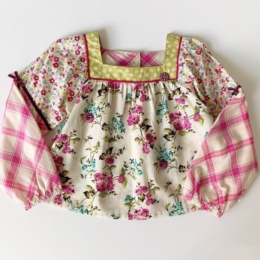 Matilda Jane Floral Patchwork Long Sleeve Top in Pink, Green, Cream